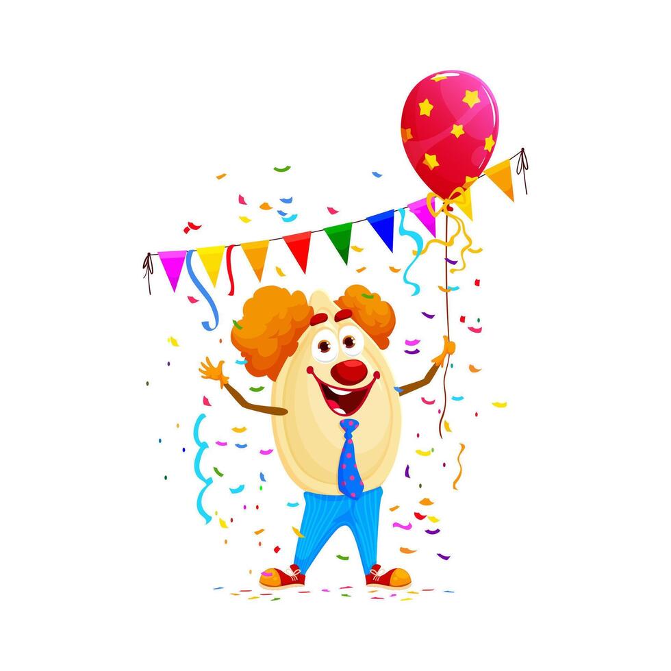 Cartoon pumpkin seed clown on holiday and birthday vector