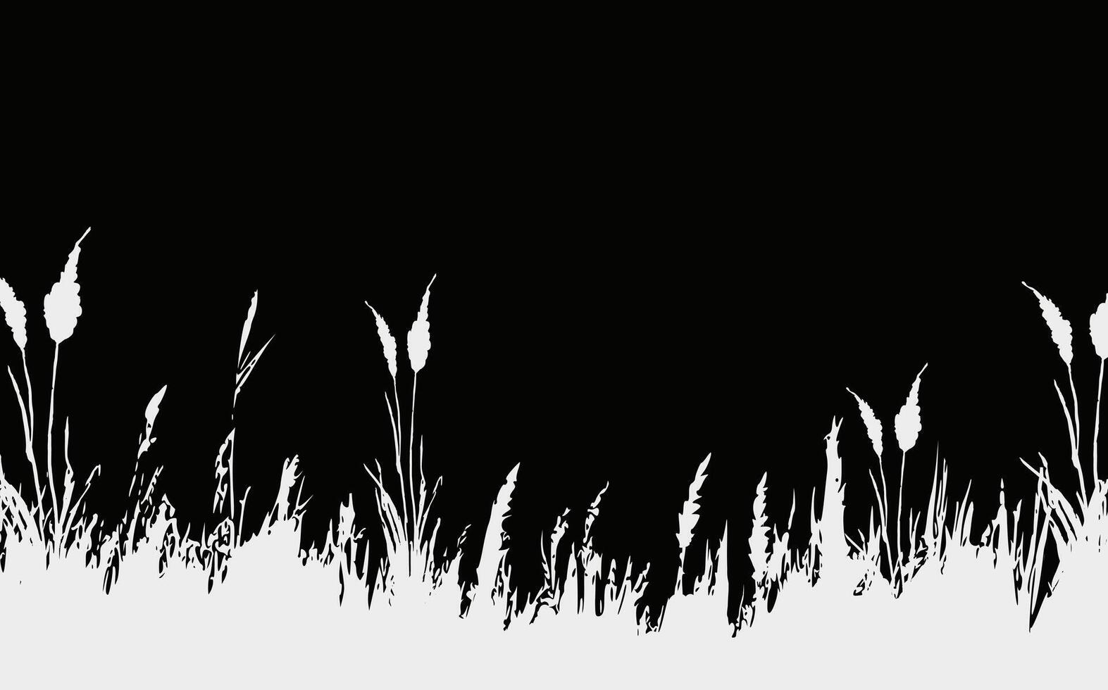 Image of a monochrome reed,grass or bulrush on a white background.Isolated vector drawing.Black grass graphic silhouette.