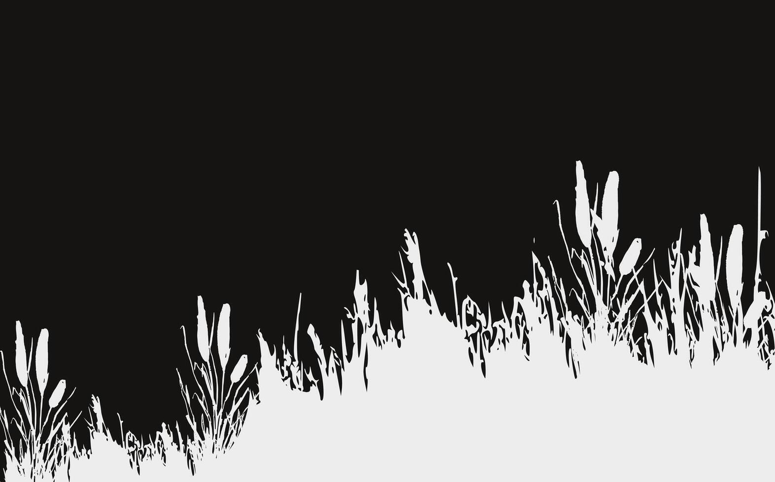 Image of a monochrome reed,grass or bulrush on a white background.Isolated vector drawing.Black grass graphic silhouette.