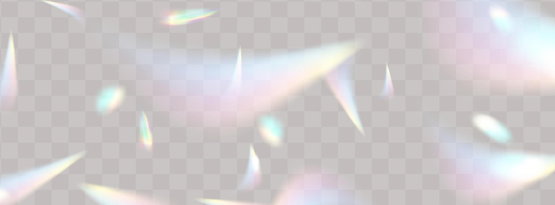 un conjunto de vistoso vector lente, cristal arco iris ligero y llamarada transparente superposición de efectos para antecedentes.