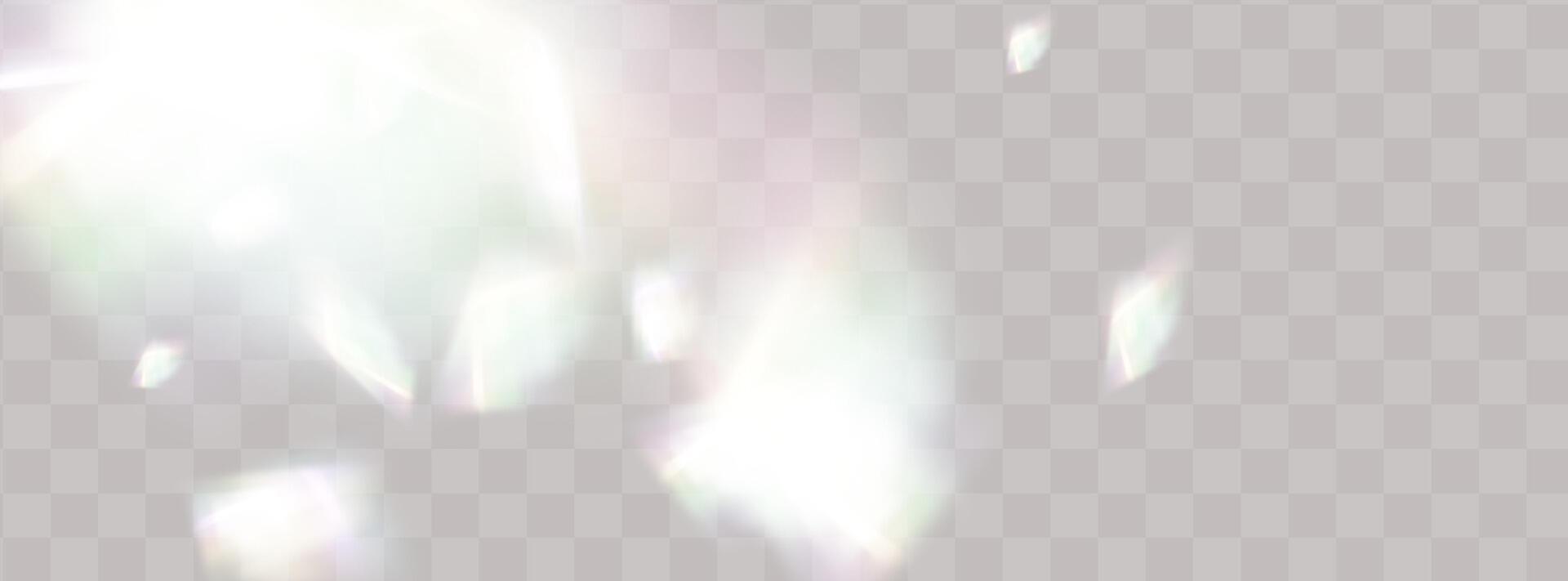 A set of colourful vector lens, crystal rainbow  light  and  flare transparent effects.Overlay for backgrounds.