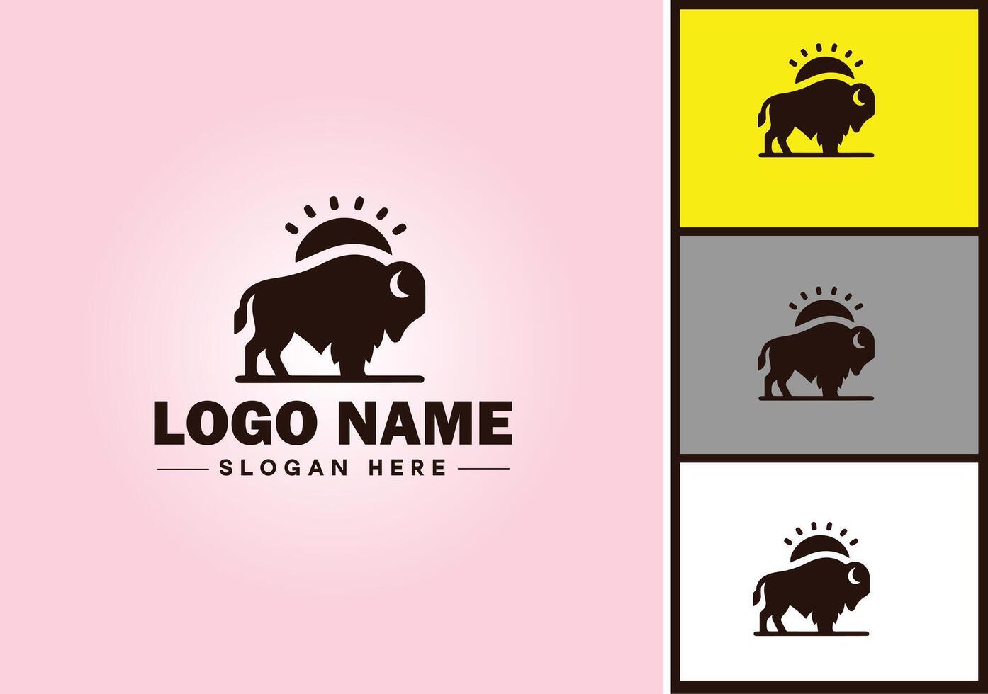 bisonte logo vector Arte icono gráficos para negocio marca icono bisonte logo modelo