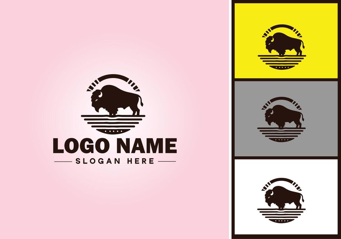 bison logo vector art icon graphics for business brand icon bison logo template