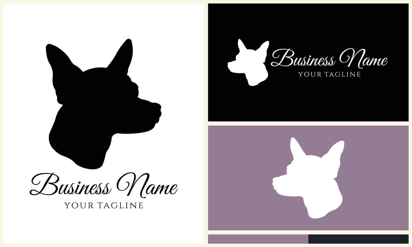 silhouette fox vector logo template