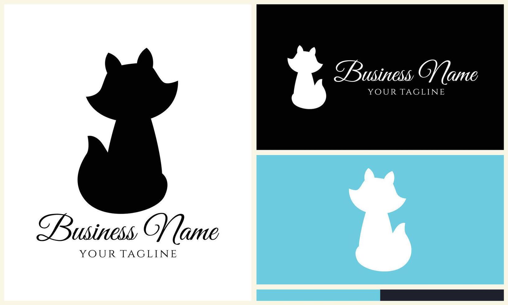 silhouette fox vector logo template