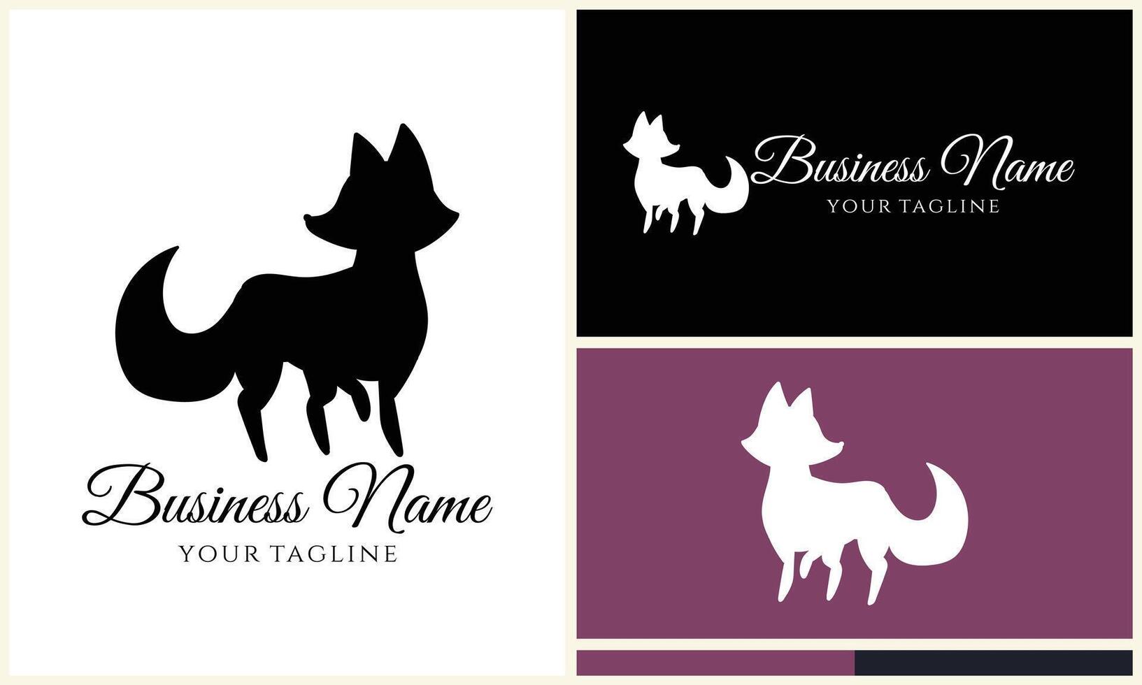 silhouette fox vector logo template