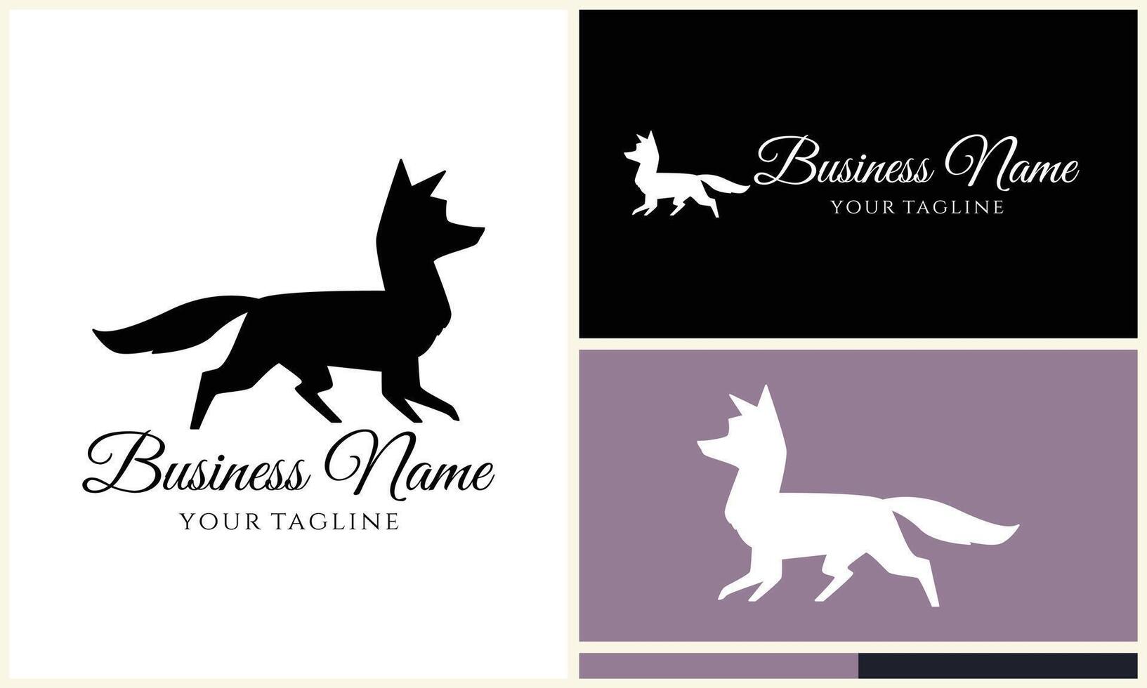 silhouette fox vector logo template