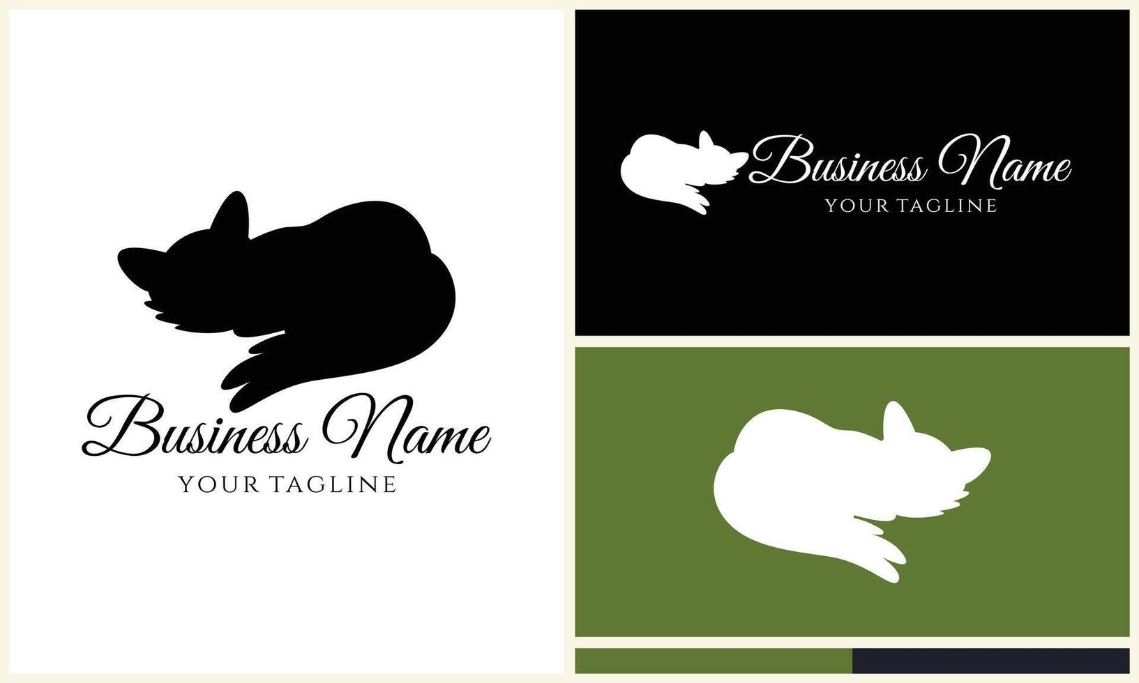 silhouette fox vector logo template