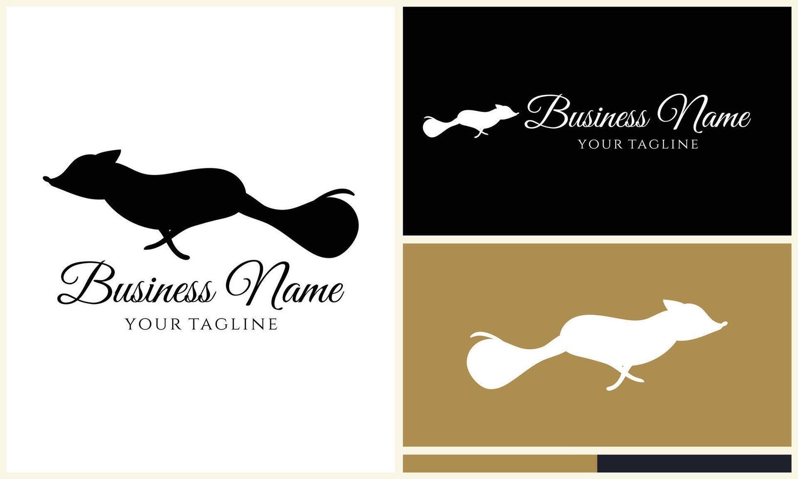 silhouette fox vector logo template