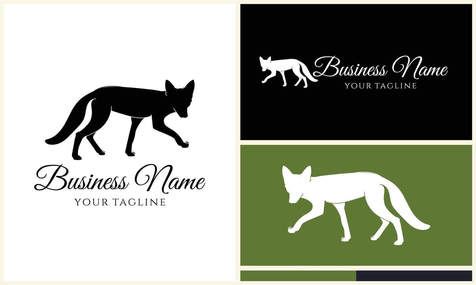 silhouette fox vector logo template