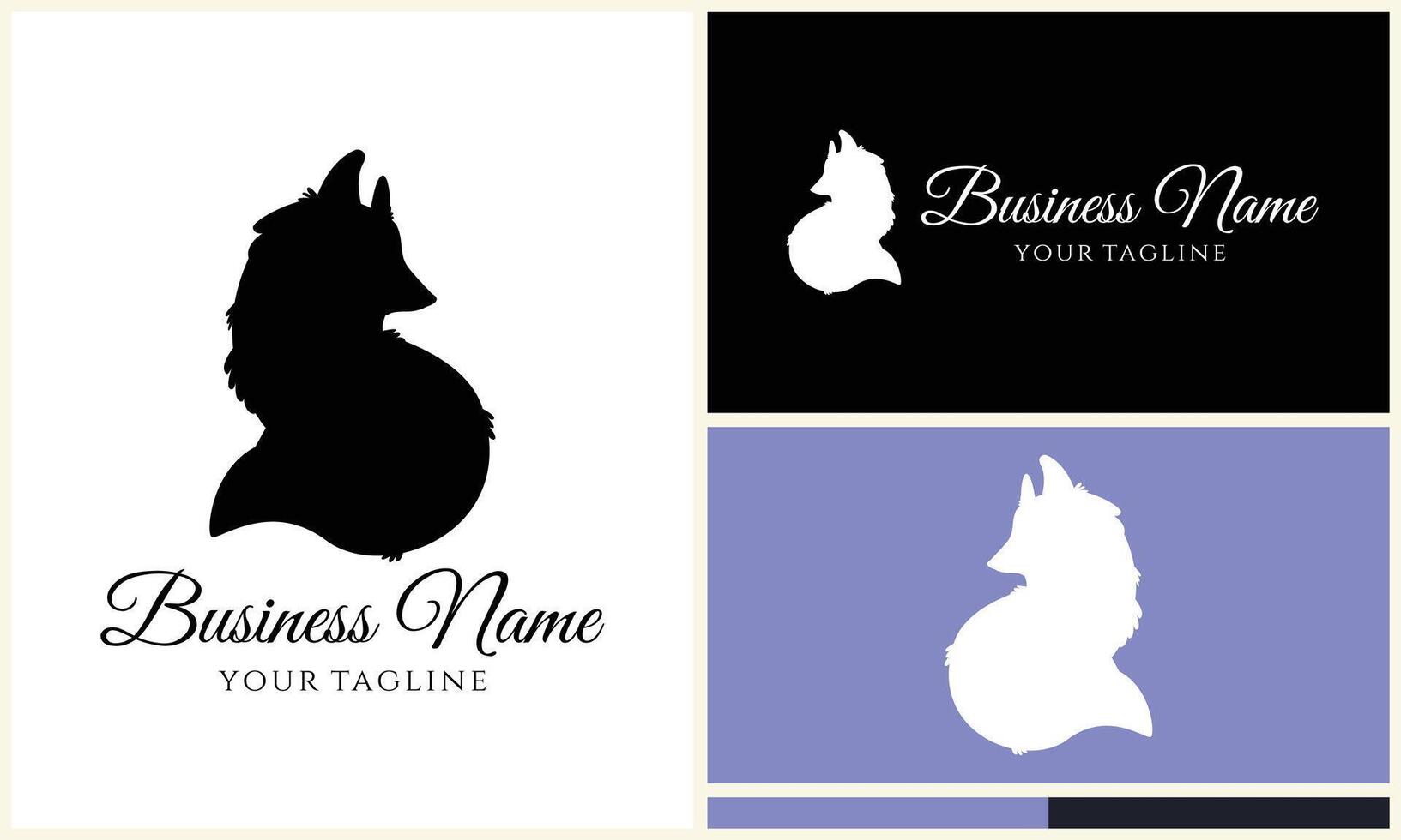 silhouette fox vector logo template