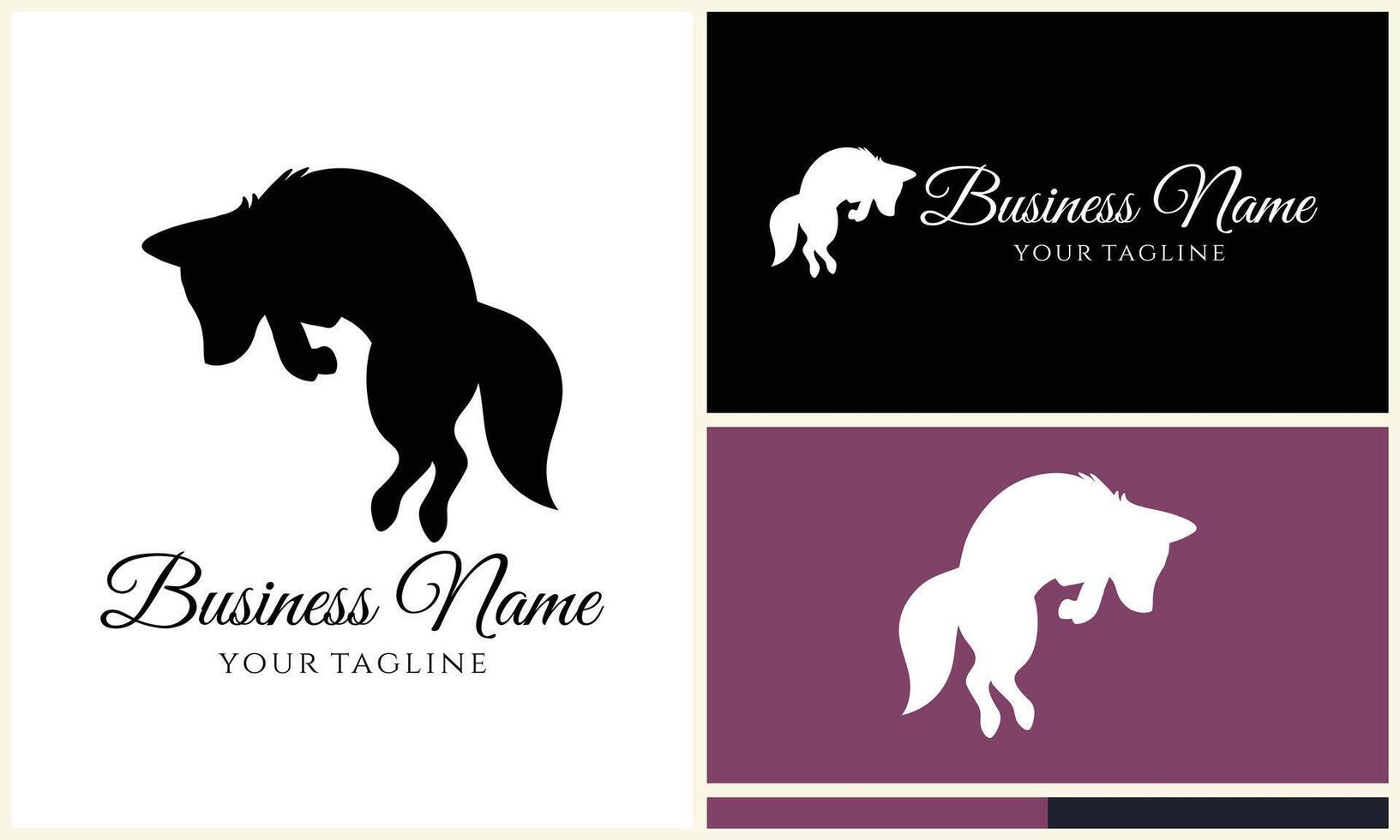 silhouette fox vector logo template