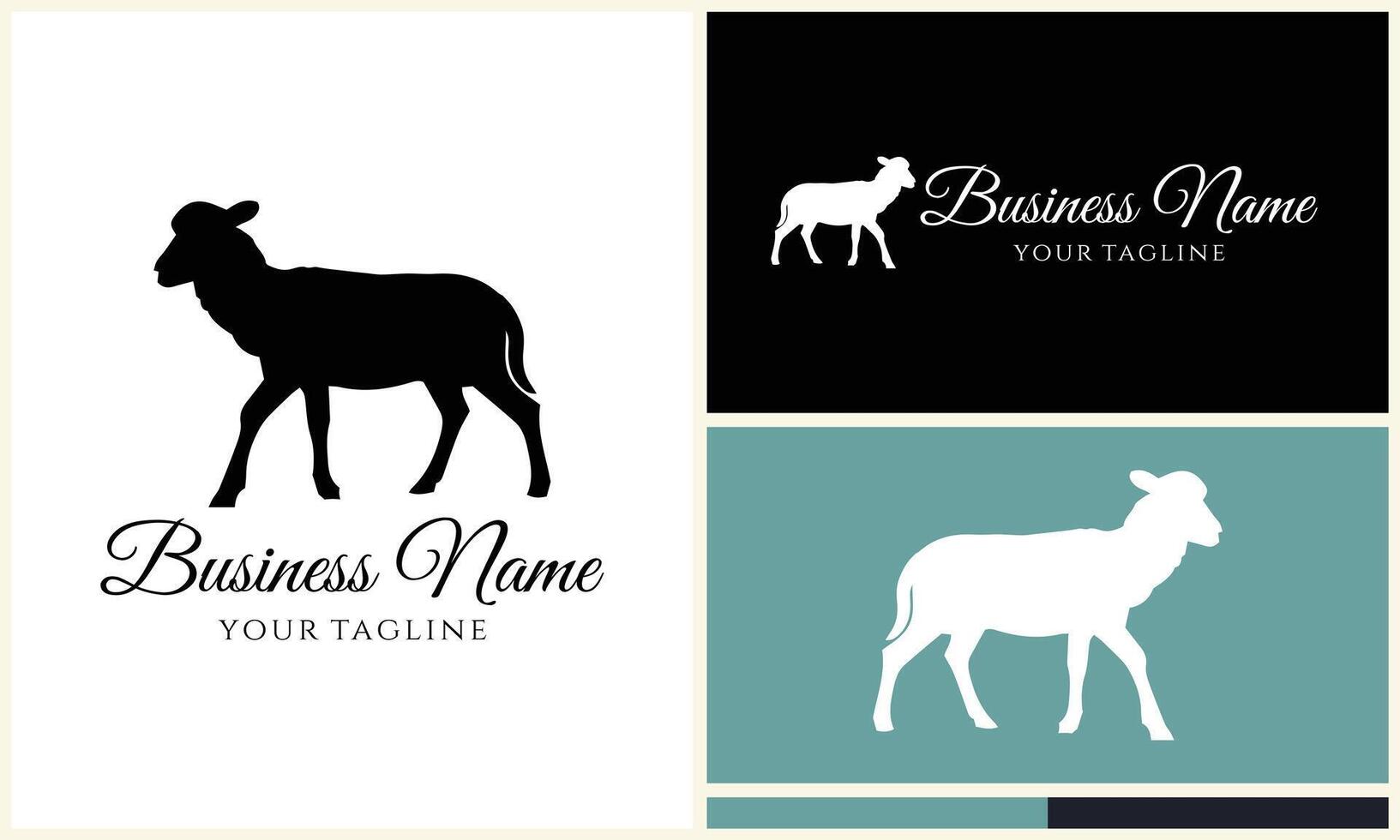 silhouette sheep goat logo template vector