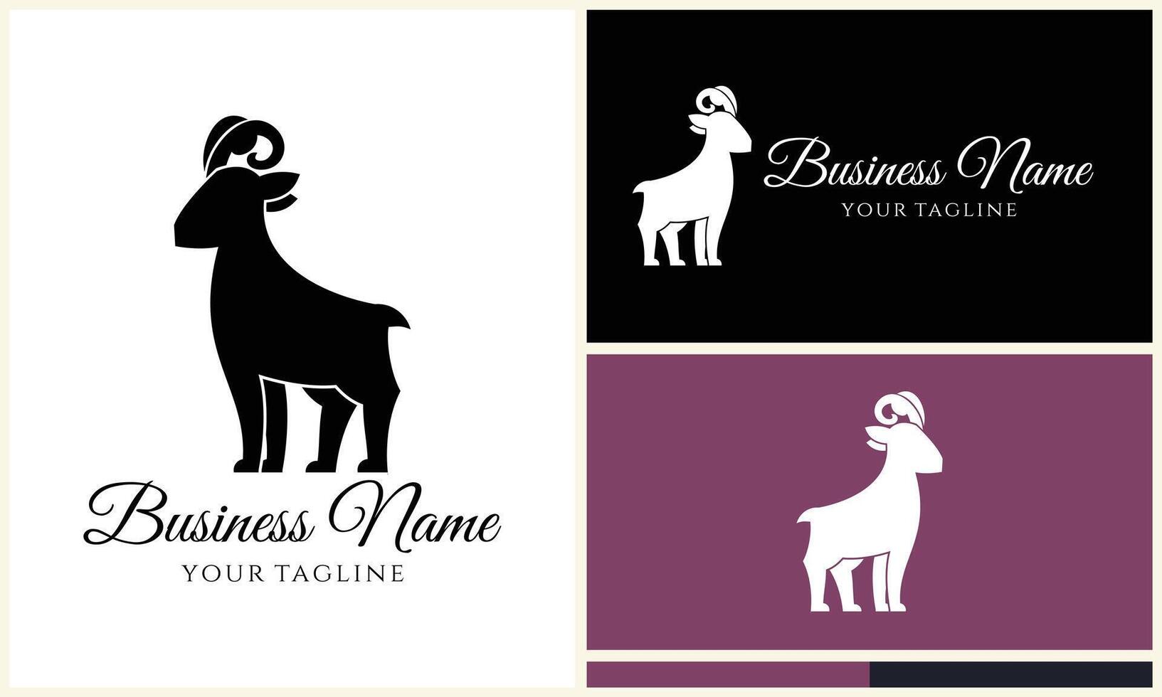 silhouette sheep goat logo template vector