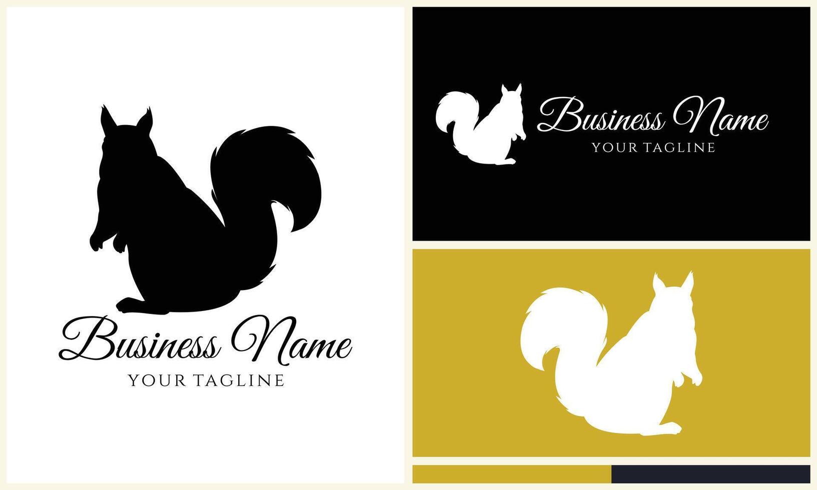 silhouette squirrel vector logo template