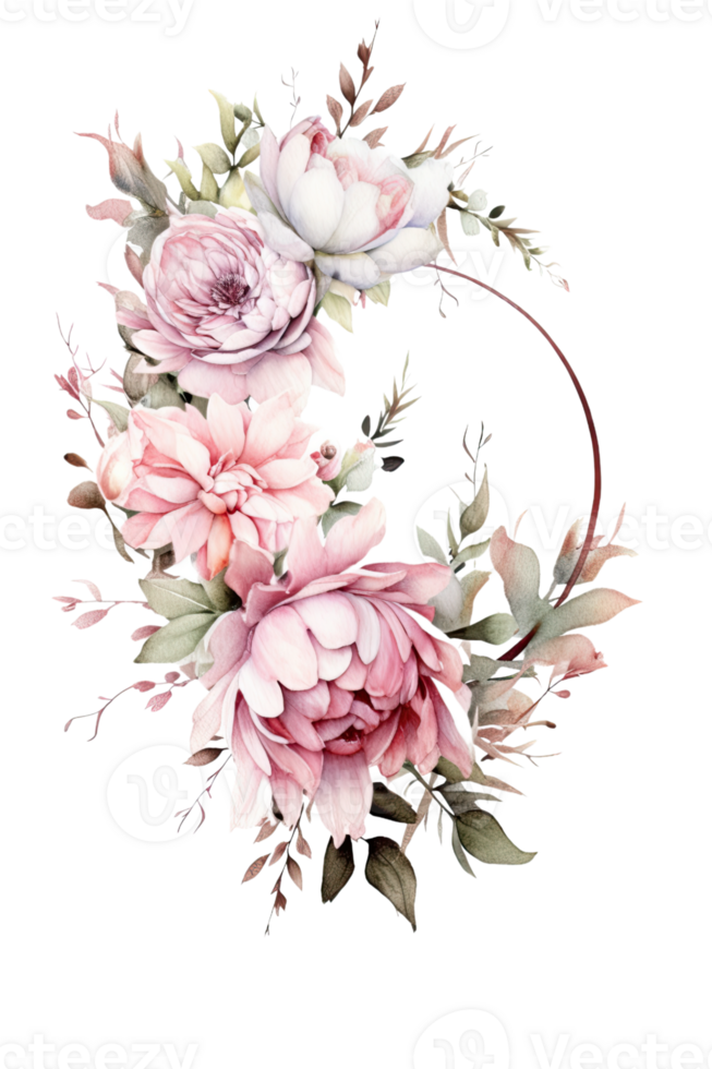 ai generato rosa viola peonie acquerello illustrazione bellissimo isolato fiori floreale decorazione clip arte isolato sfondo per nozze bambino doccia inviti saluto carta png