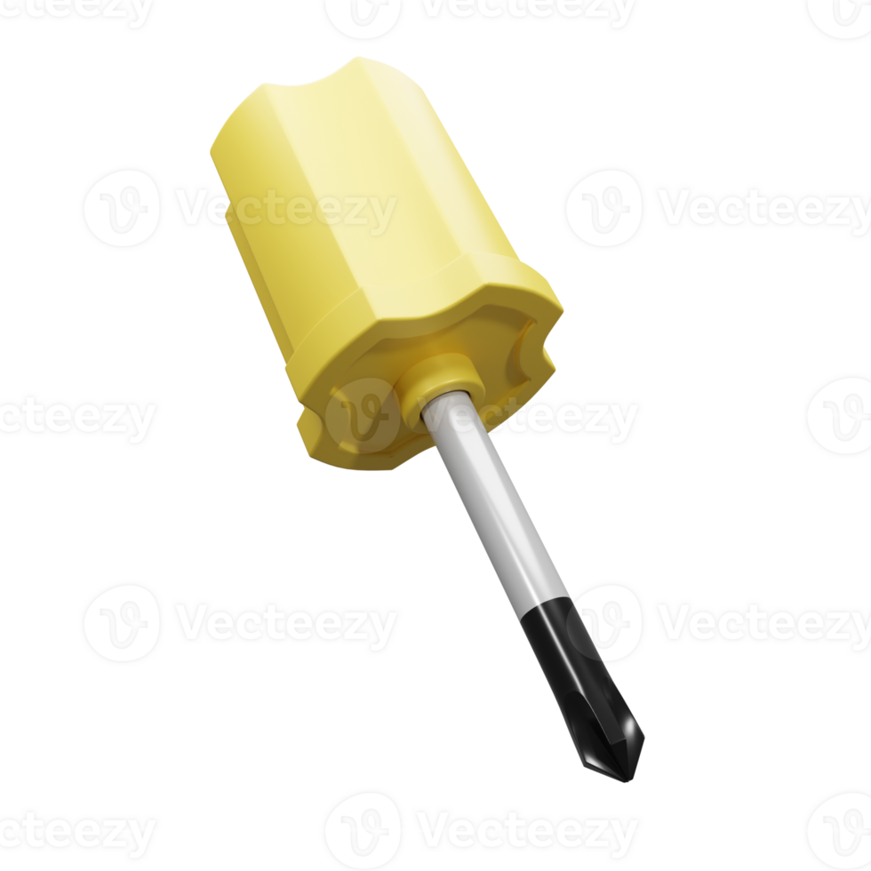 3D rendered yellow screwdrivers illustration on isolated background png