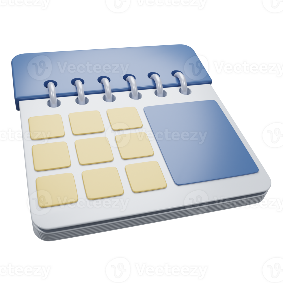 3d gerendert Kalender Illustration auf isoliert Hintergrund png