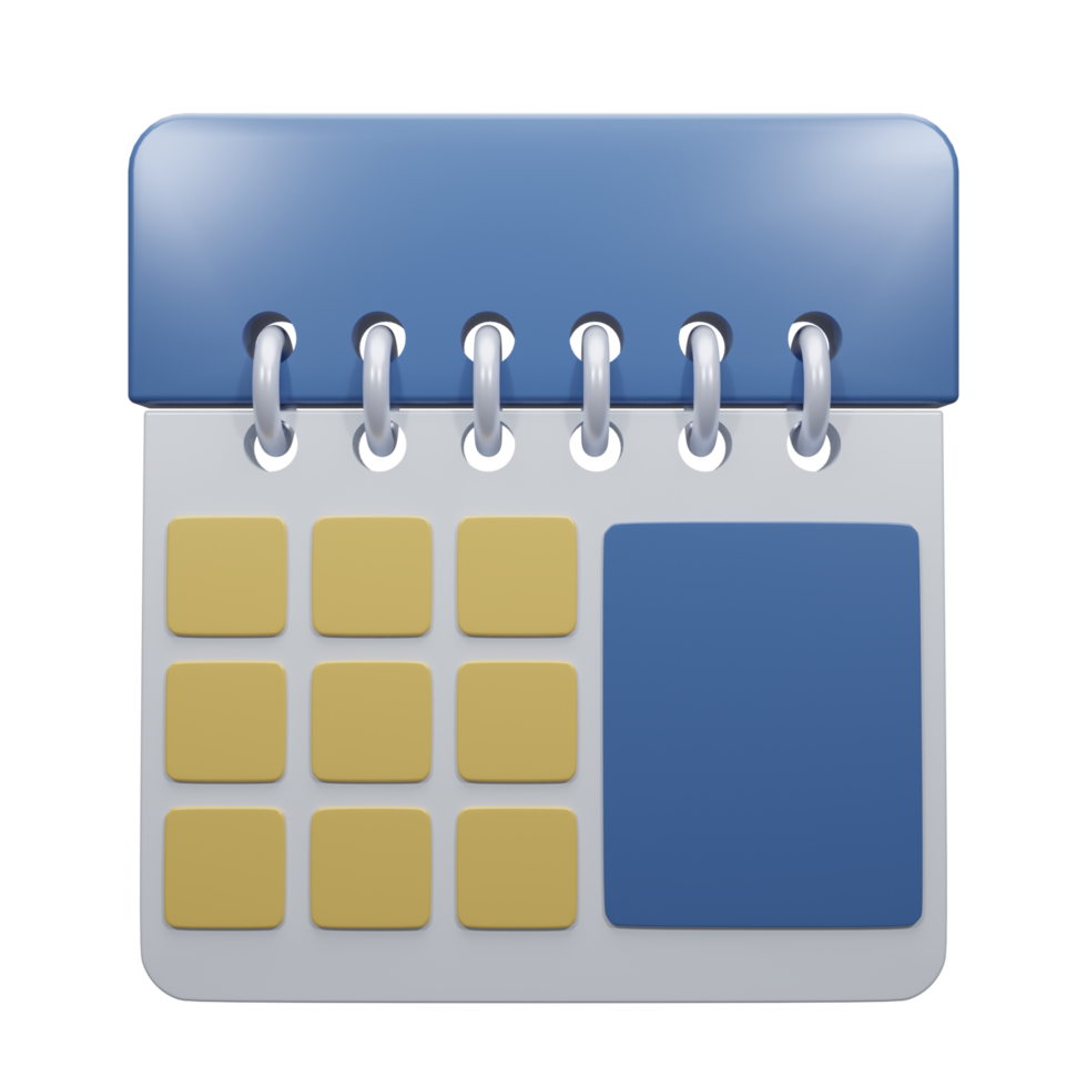 3D rendered calendar illustration on isolated background png
