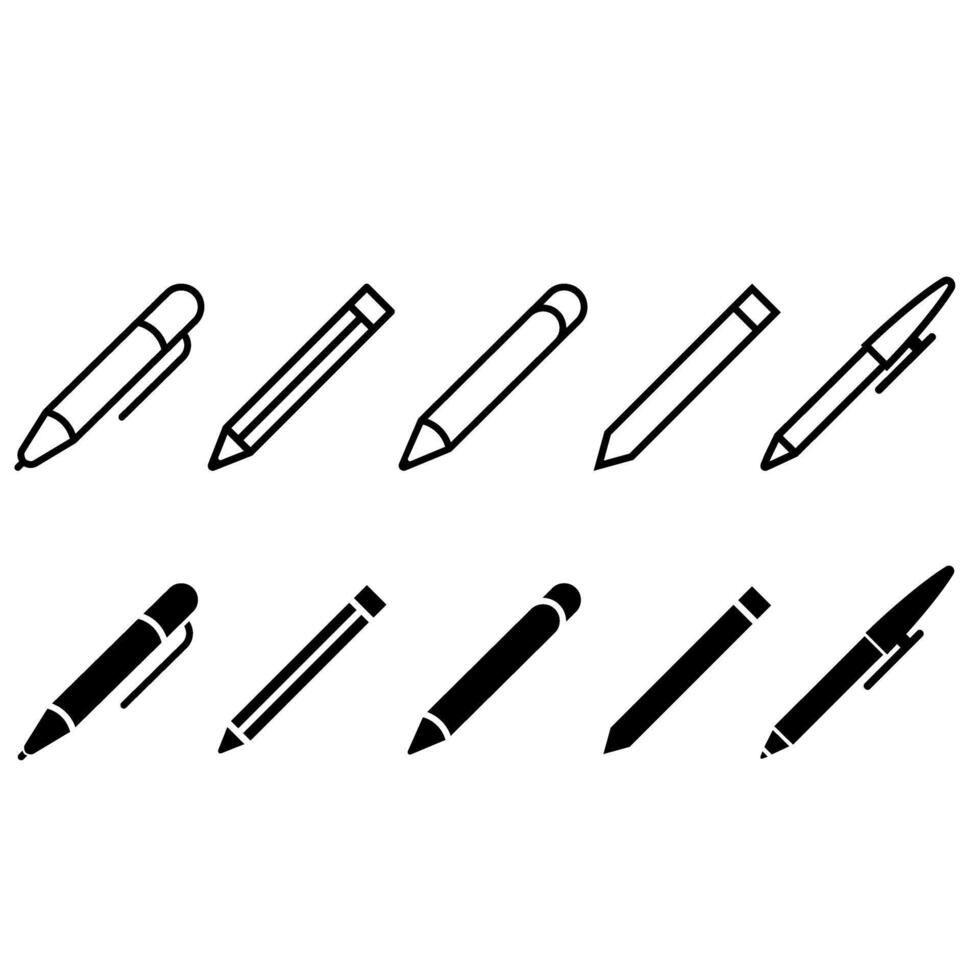 lápiz icono vector colocar. bolígrafo ilustración firmar recopilación. escribir símbolo o logo.