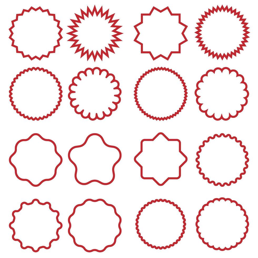 Sunburst icons vector set. Starburst badges icon. Price sticker illustration. Design elements for promo, adds and offers.