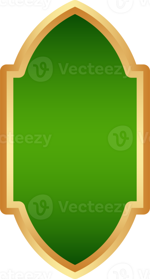 Ramadan golden frame. Islamic window shape. Arabic arch. Muslim vintage border for design with green background. Indian decoration in oriental style. png