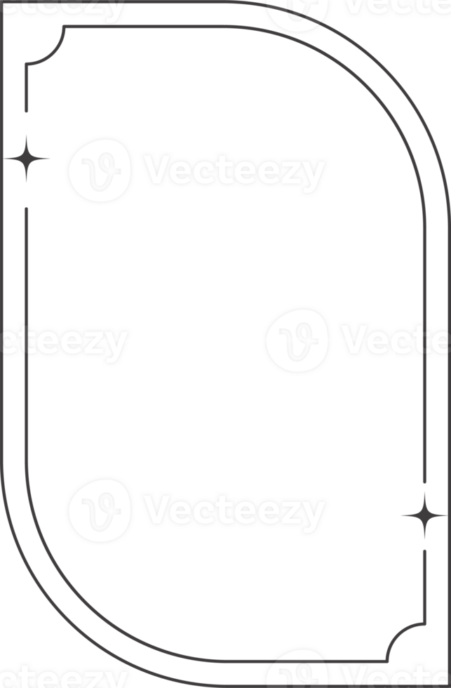 estetisk ram och form med stjärnor. minimal y2k översikt grafisk design med gnistrar. abstrakt båge gräns. trendig boho geometrisk mall. png