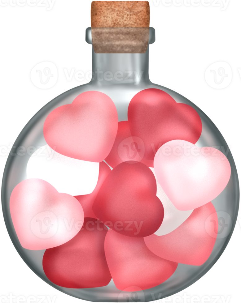 heart in bottle glass, for love every day png