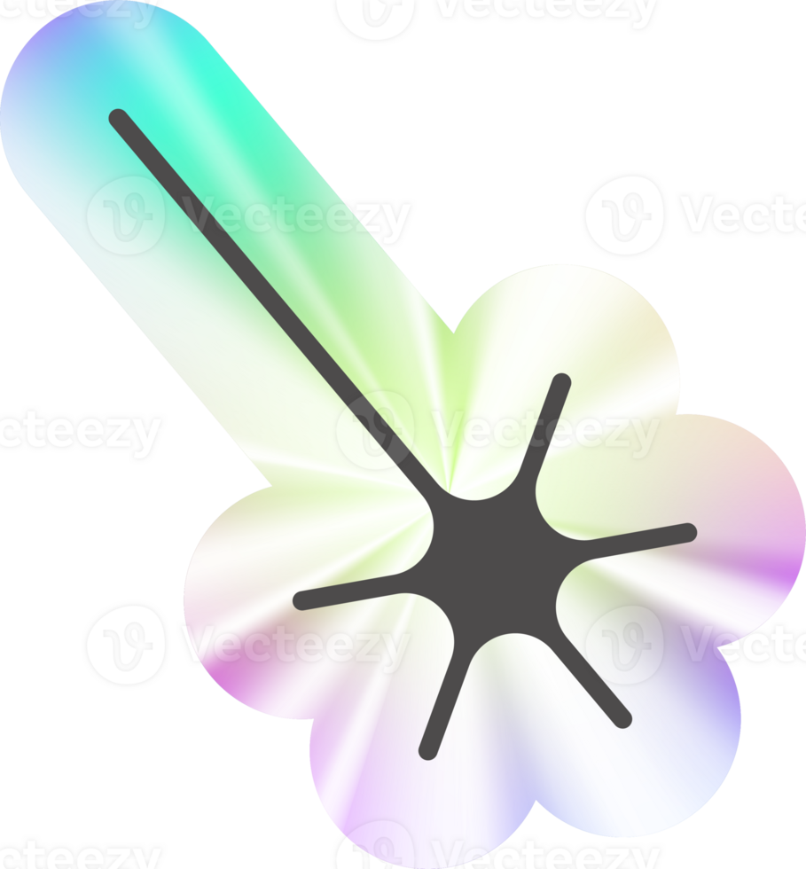 Y2k holographic sticker comet star png