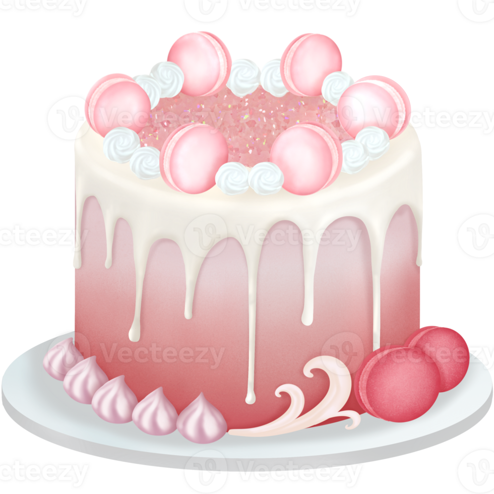 White chocolate cake with macarons png