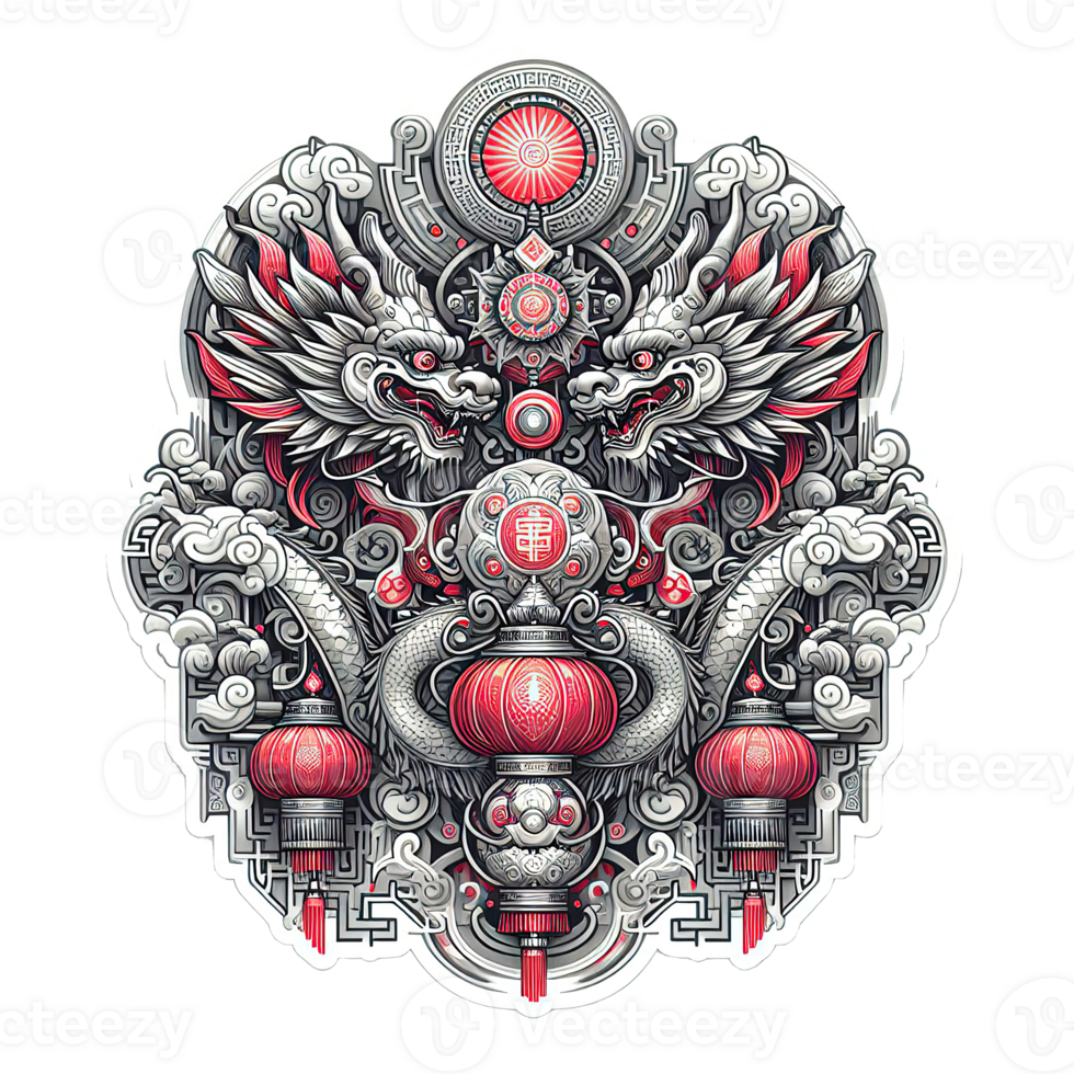 AI generated the Chinese New Year with Dragon Icon and symbol in Chinese culture png