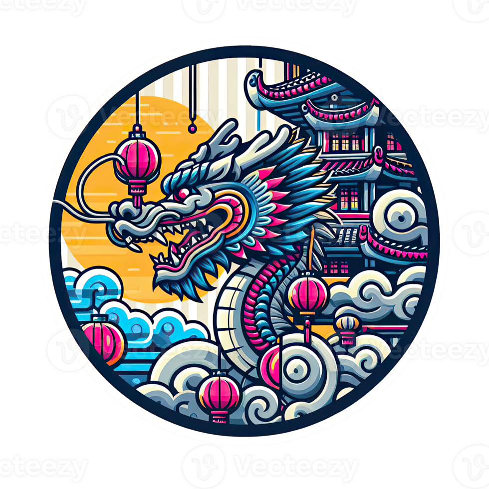 AI generated the Chinese New Year with Dragon Icon and symbol in Chinese culture png