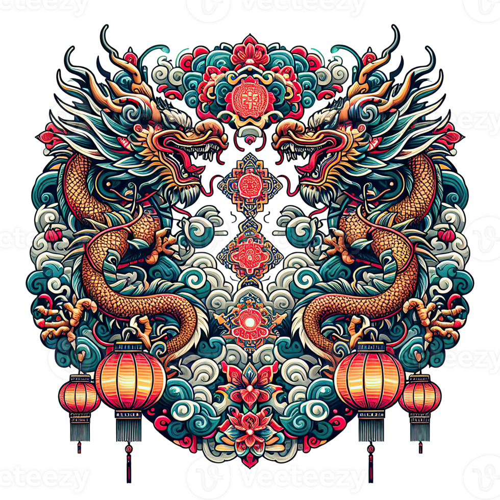 AI generated the Chinese New Year with Dragon Icon and symbol in