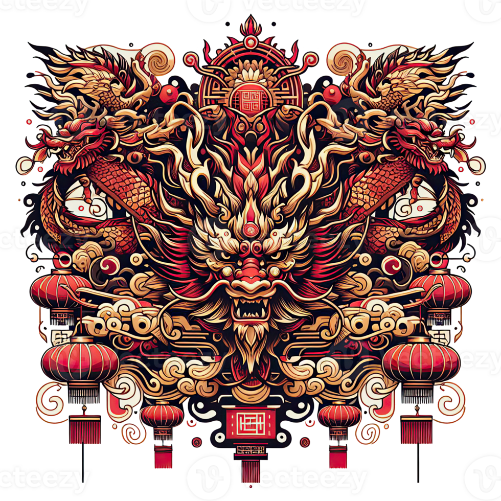 AI generated the Chinese New Year with Dragon Icon and symbol in
