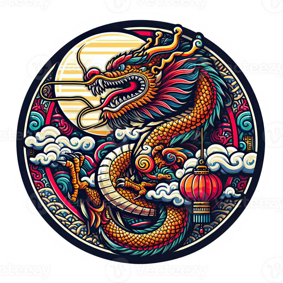 AI generated the Chinese New Year with Dragon Icon and symbol in Chinese culture png