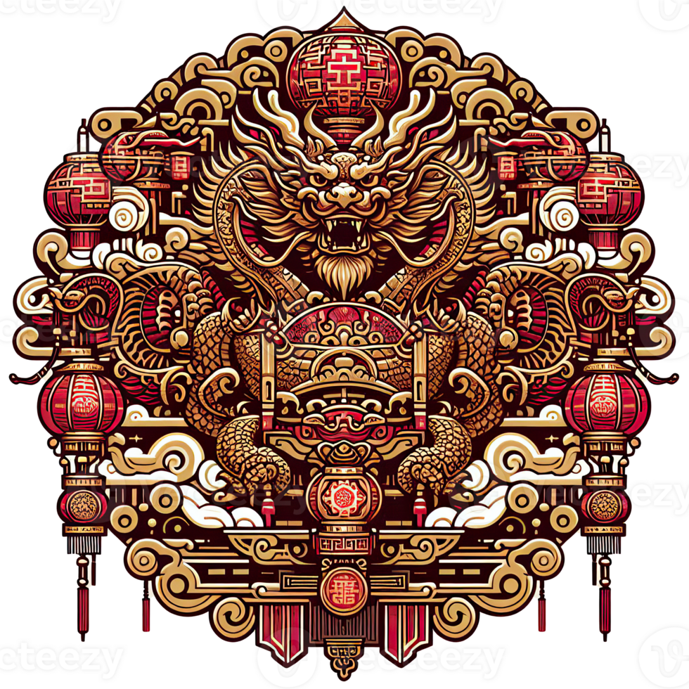 AI generated the Chinese New Year with Dragon Icon and symbol in