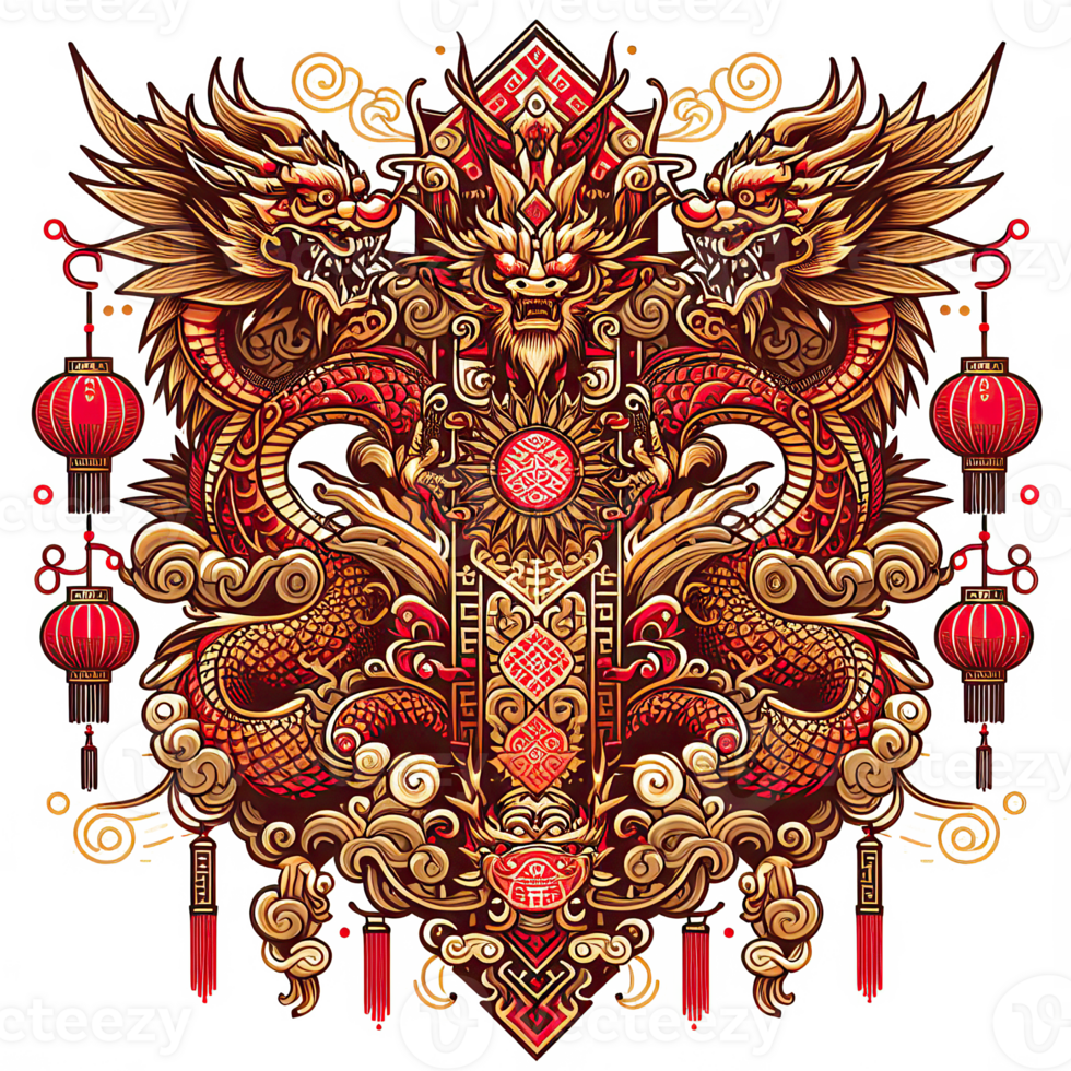 AI generated the Chinese New Year with Dragon Icon and symbol in Chinese culture png