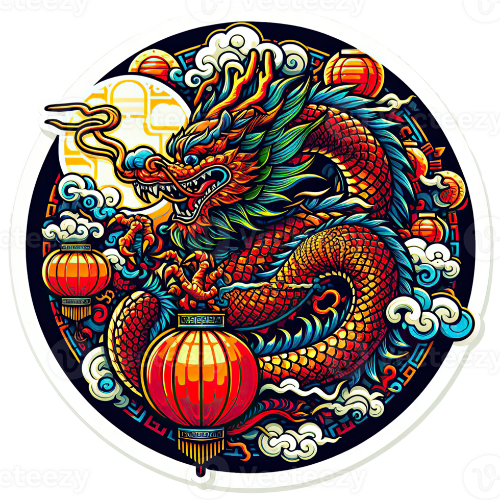 AI generated the Chinese New Year with Dragon Icon and symbol in