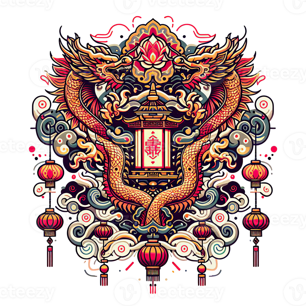 AI generated the Chinese New Year with Dragon Icon and symbol in