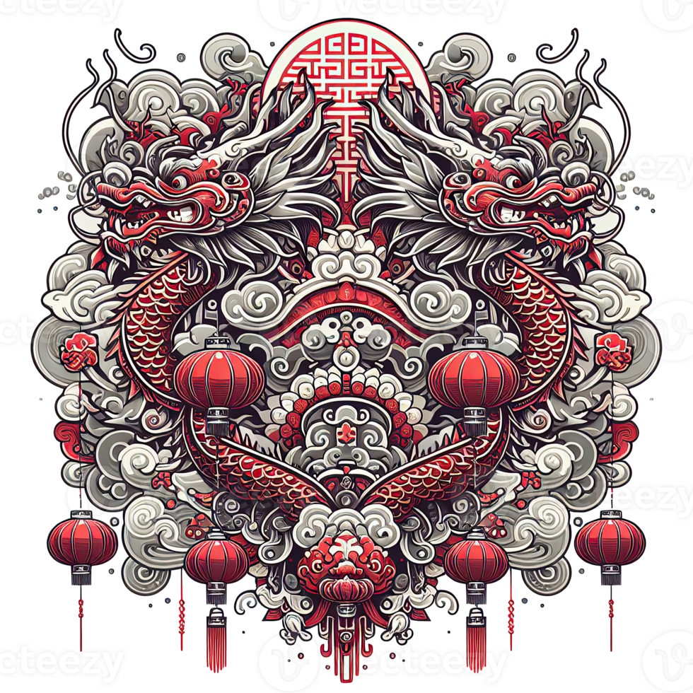 AI generated the Chinese New Year with Dragon Icon and symbol in
