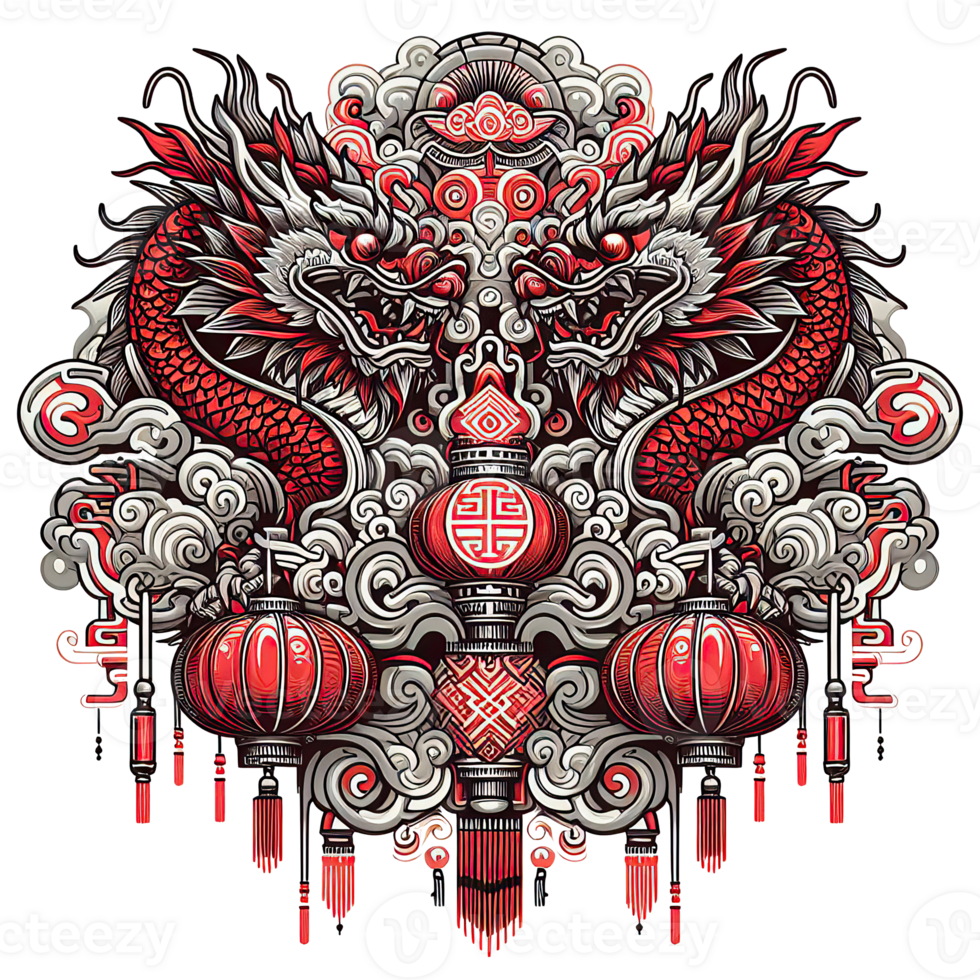 AI generated the Chinese New Year with Dragon Icon and symbol in Chinese culture png