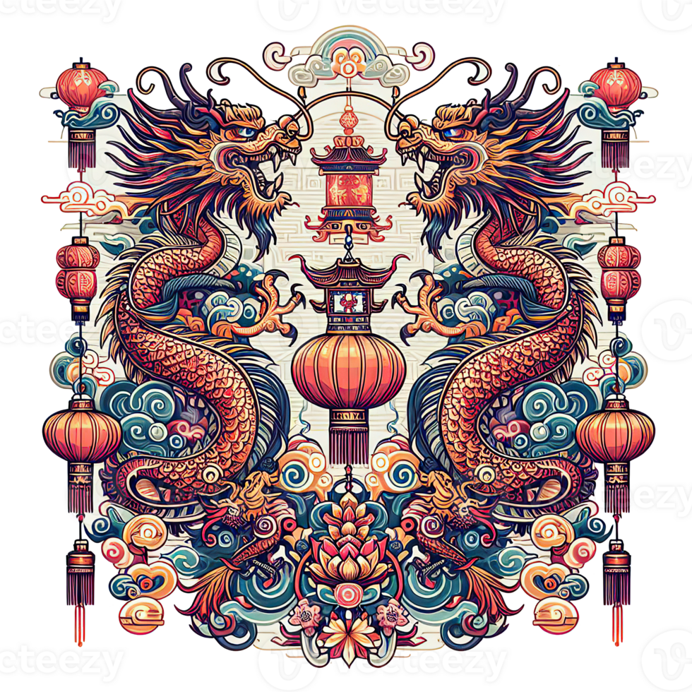 AI generated the Chinese New Year with Dragon Icon and symbol in
