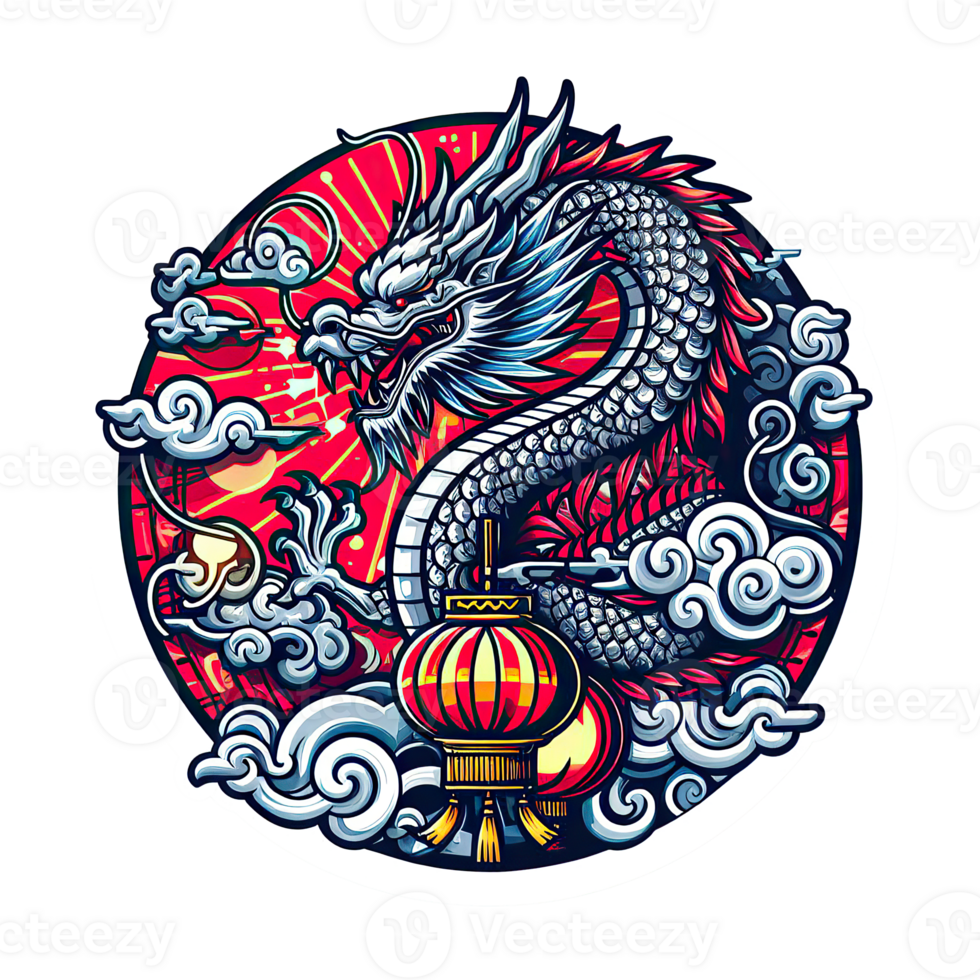 AI generated the Chinese New Year with Dragon Icon and symbol in Chinese culture png