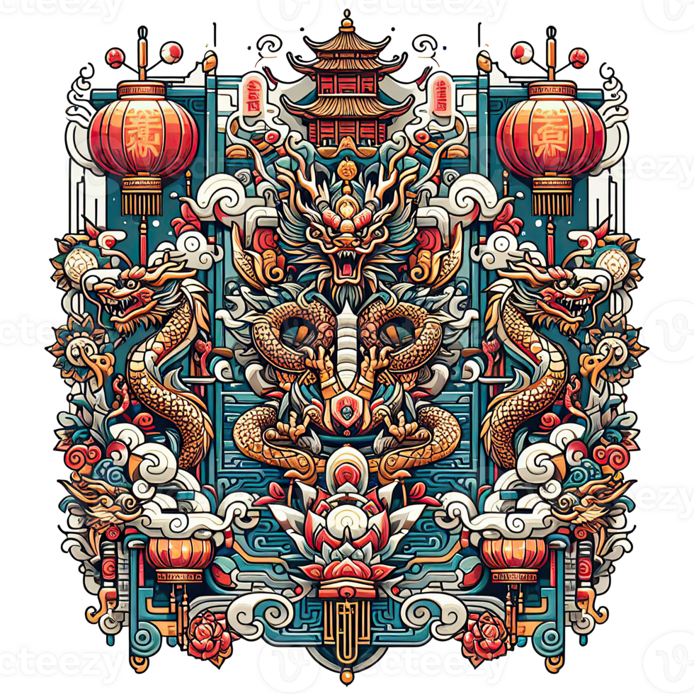 AI generated the Chinese New Year with Dragon Icon and symbol in