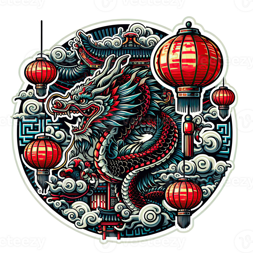 AI generated the Chinese New Year with Dragon Icon and symbol in