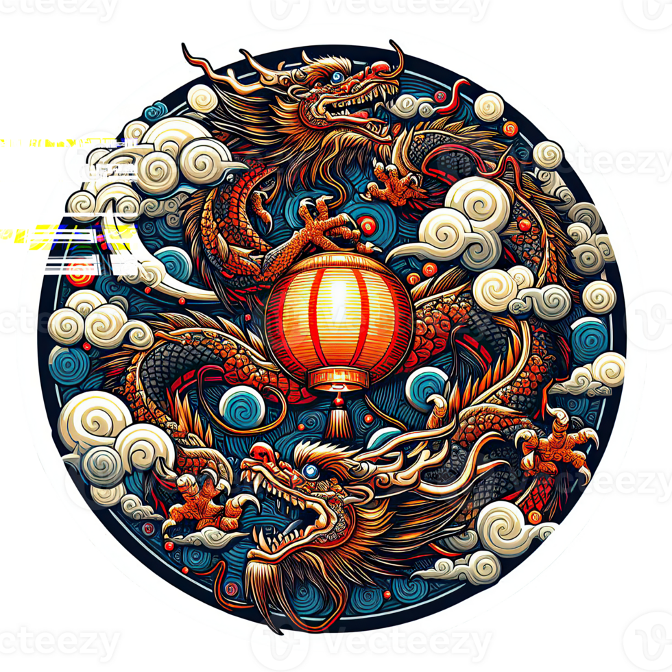 AI generated the Chinese New Year with Dragon Icon and symbol in Chinese culture png