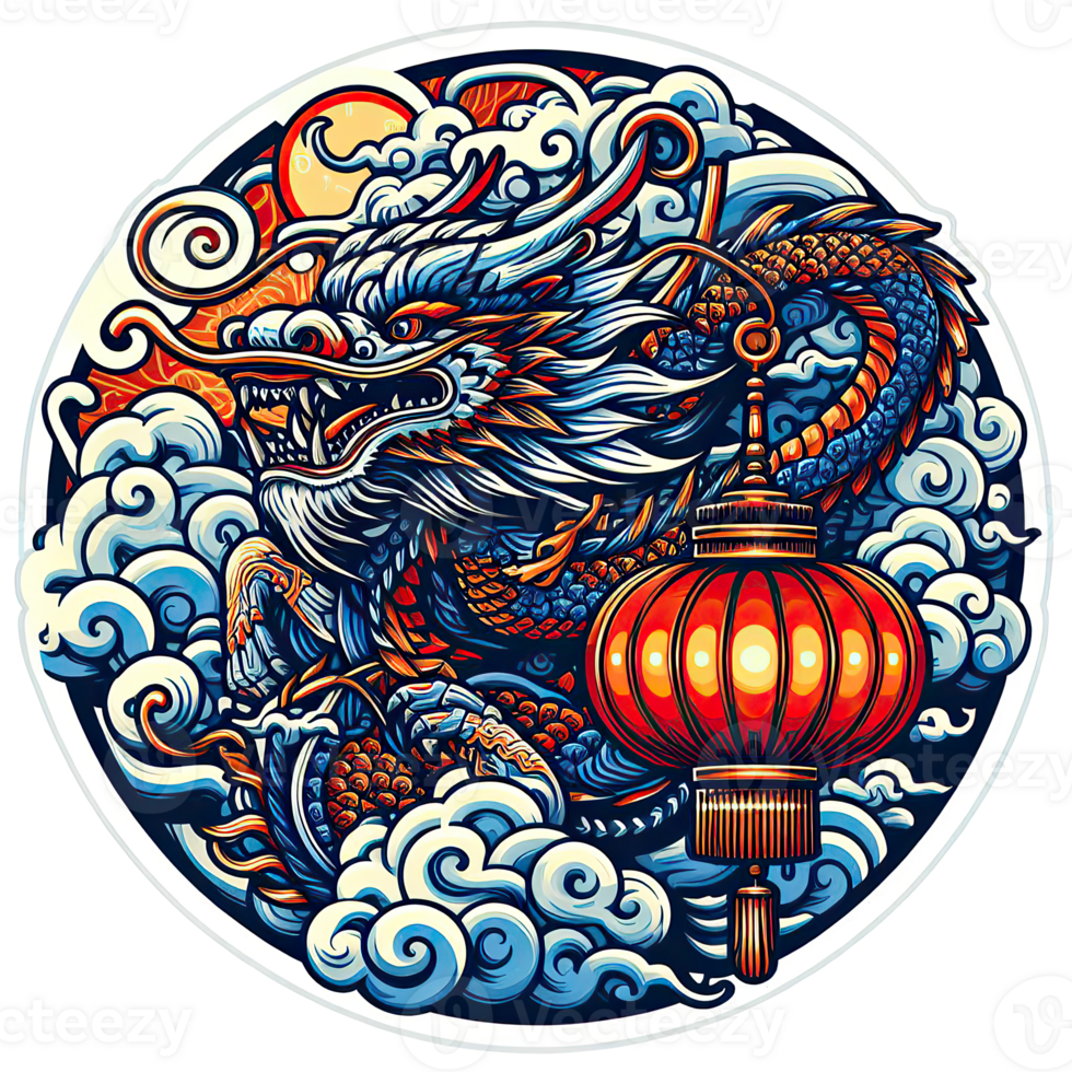 AI generated the Chinese New Year with Dragon Icon and symbol in Chinese culture png