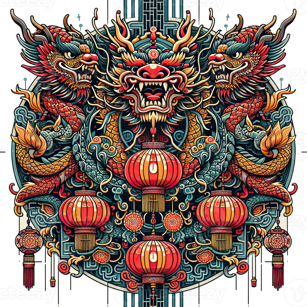 AI generated the Chinese New Year with Dragon Icon and symbol in