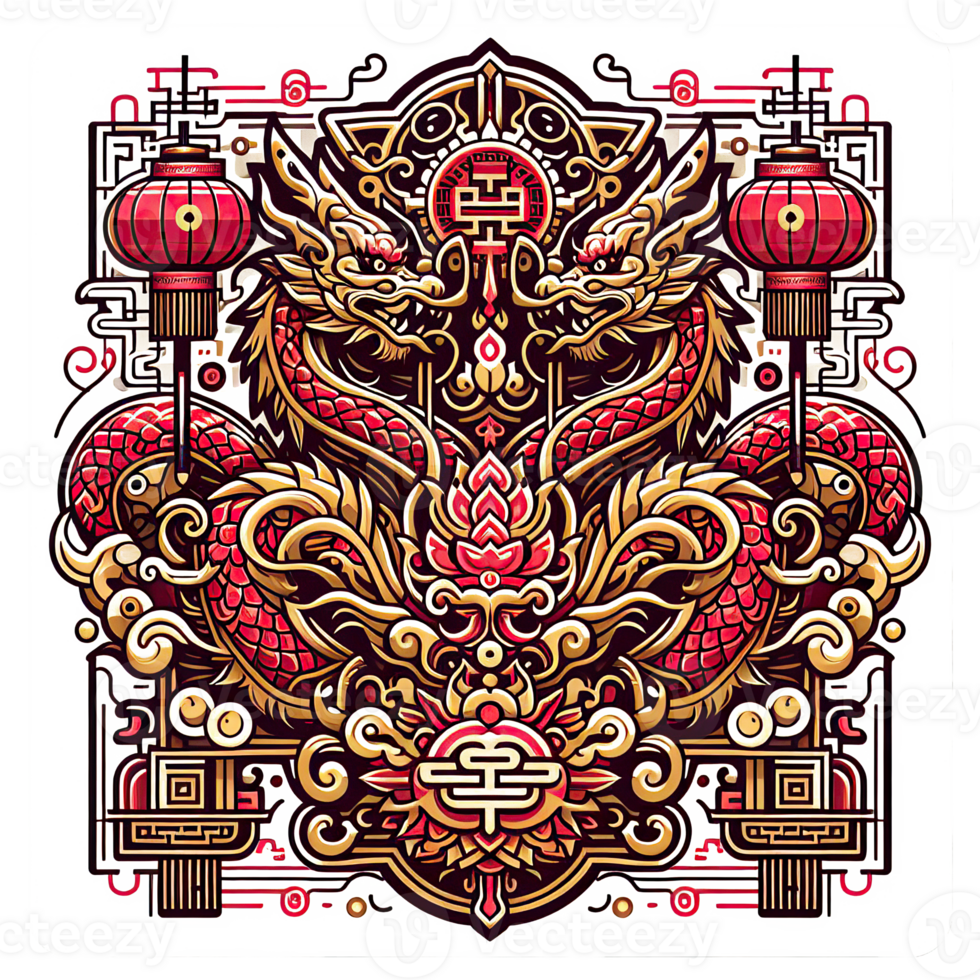 AI generated the Chinese New Year with Dragon Icon and symbol in