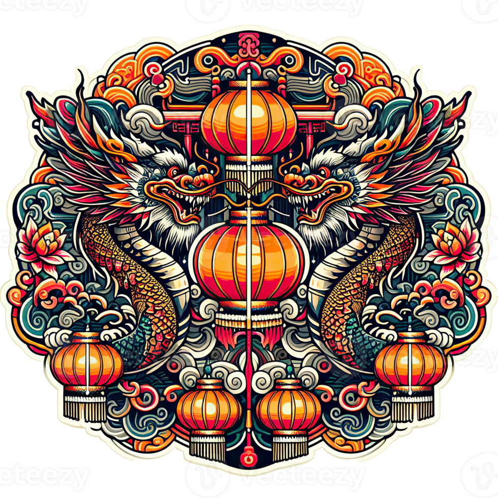 AI generated the Chinese New Year with Dragon Icon and symbol in